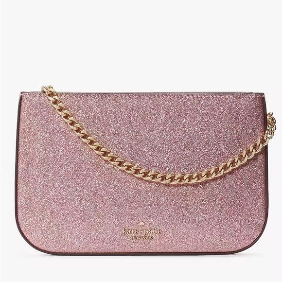 kate spade Handbags - Kate Spade NWOT Glimmer Glitter Pochette in mitten pink and gold hardware